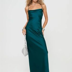 Princess Polly Esti Maxi Blue Satin Dress